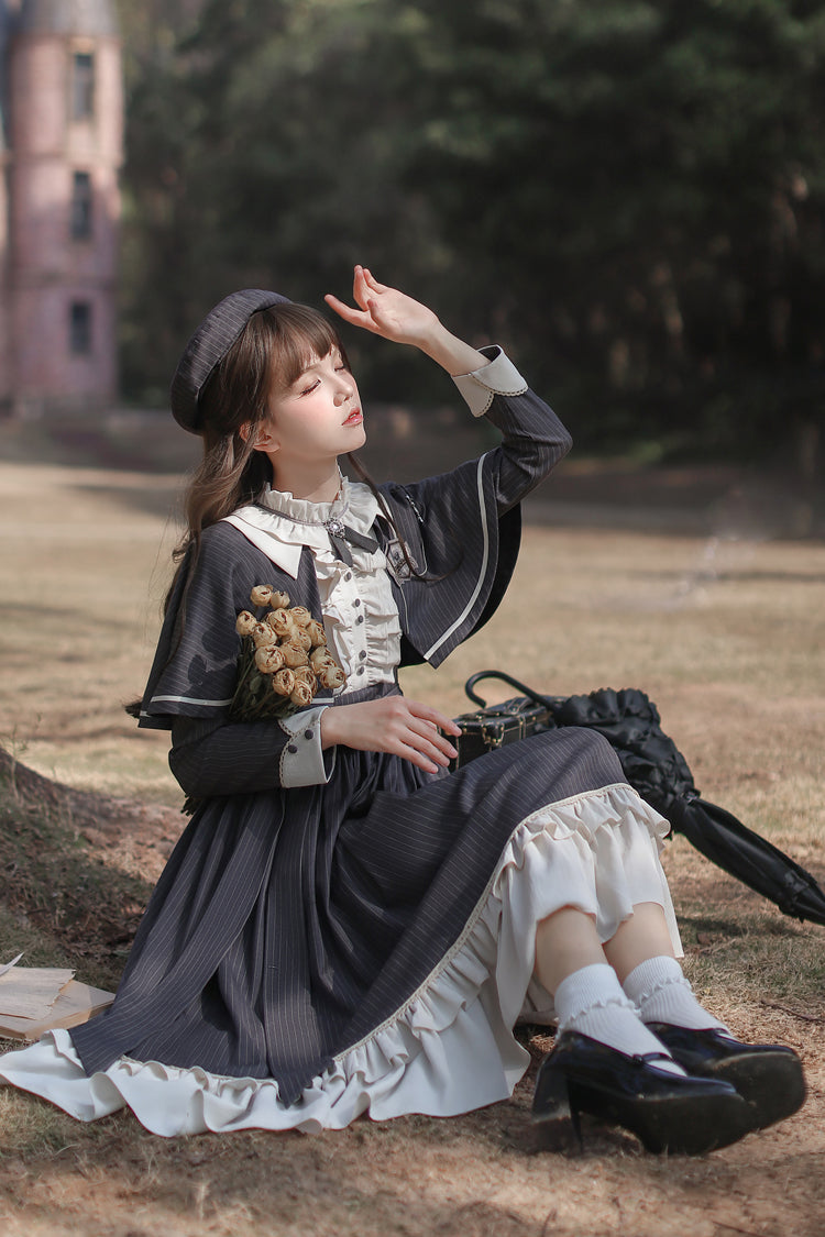 Lolita Dress - Berlin Evening News, Blue, Striped, Sweet Style, Bow Detail - additional product view 16