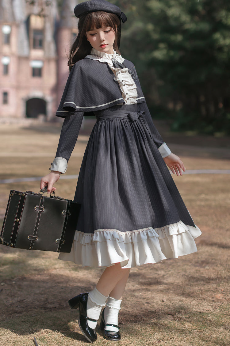 Lolita Dress - Berlin Evening News, Blue, Striped, Sweet Style, Bow Detail - additional product view 17