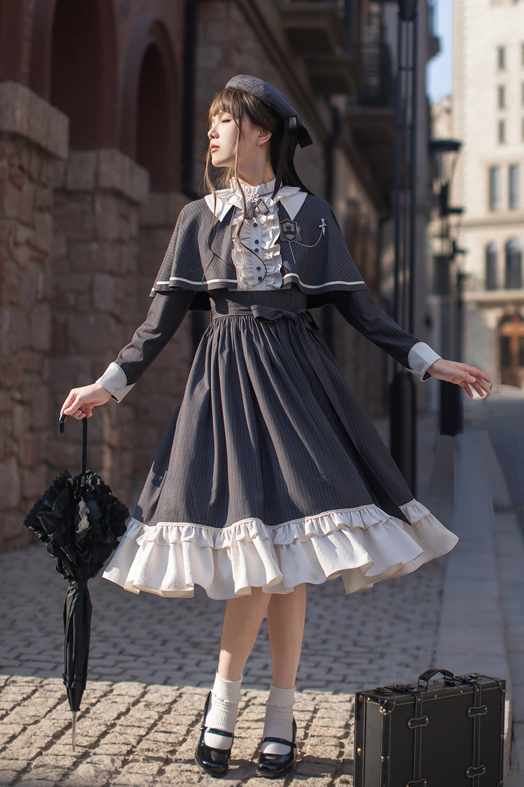 Lolita Dress - Berlin Evening News, Blue, Striped, Sweet Style, Bow Detail - additional product view 18
