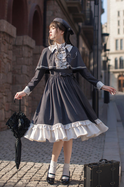 Lolita Dress - Berlin Evening News, Blue, Striped, Sweet Style, Bow Detail - additional product view 18