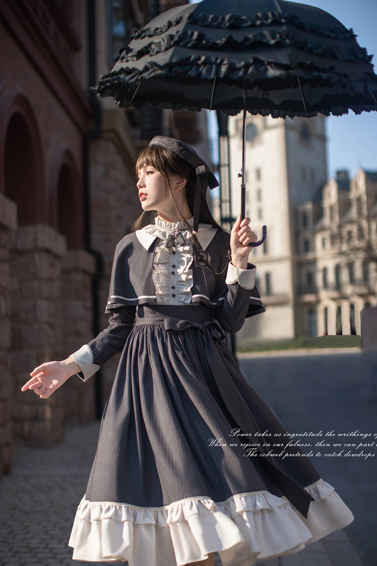 Lolita Dress - Berlin Evening News, Blue, Striped, Sweet Style, Bow Detail - additional product view 19