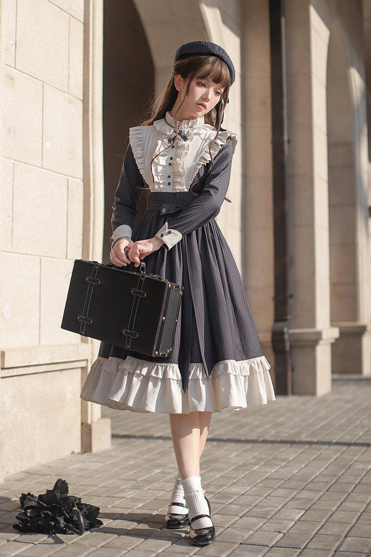 Lolita Dress - Berlin Evening News, Blue, Striped, Sweet Style, Bow Detail - additional product view 21