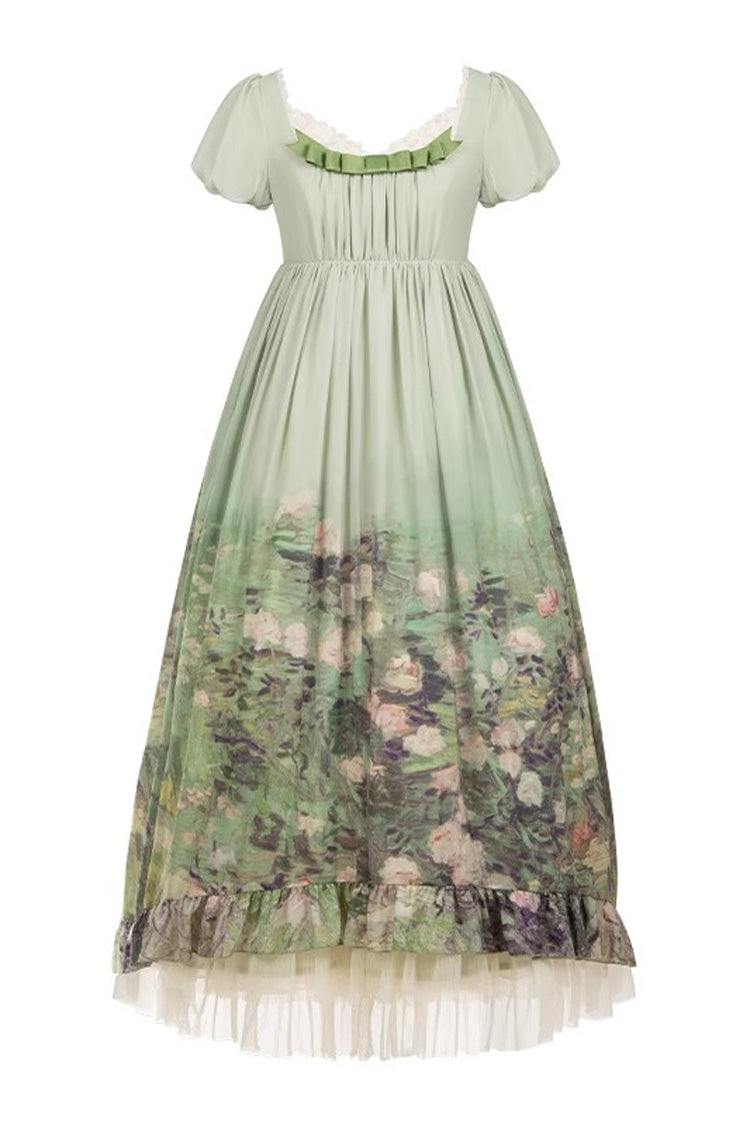 Lolita Dress - Blooming Roses, Green, Ruffled, Printed, Sweet Style - additional product view 4