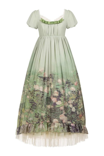 Lolita Dress - Blooming Roses, Green, Ruffled, Printed, Sweet Style - additional product view 4