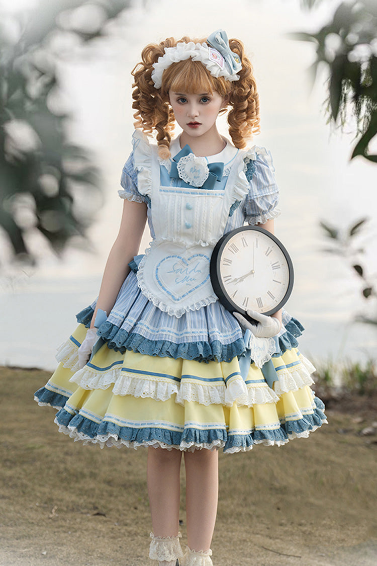 Lolita Dress - Blue/yellow, 2 Colors, Ruffled, Layered, Sweet Style - additional product view 3