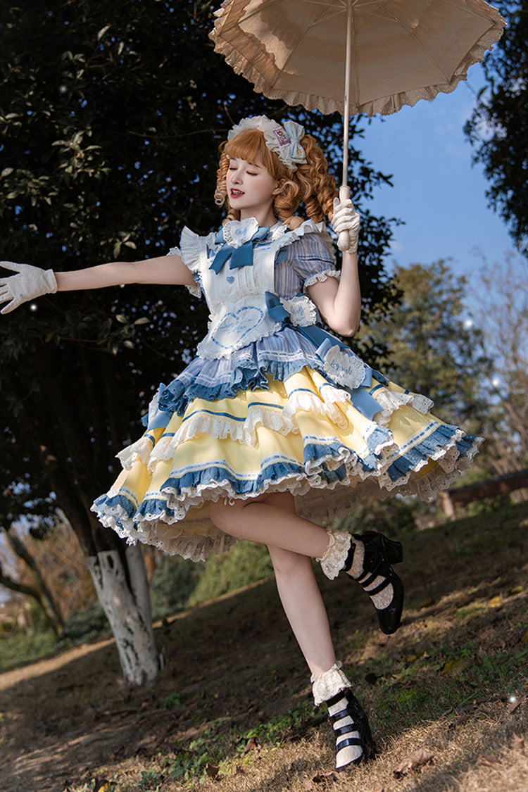 Lolita Dress - Blue/yellow, 2 Colors, Ruffled, Layered, Sweet Style - additional product view 10