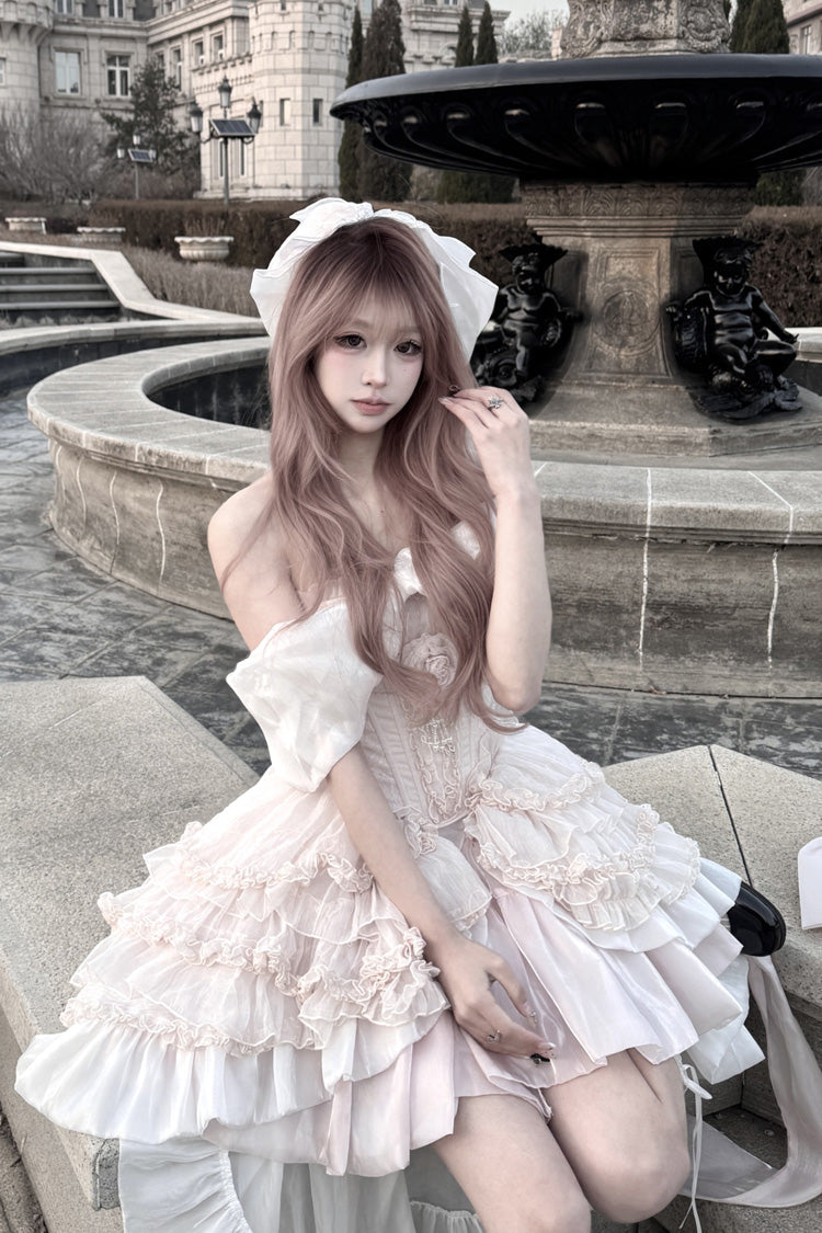 Lolita Dress - Boat Neck, Pink, Bow Detail, Ruffled, Sweet Style - additional product view 2