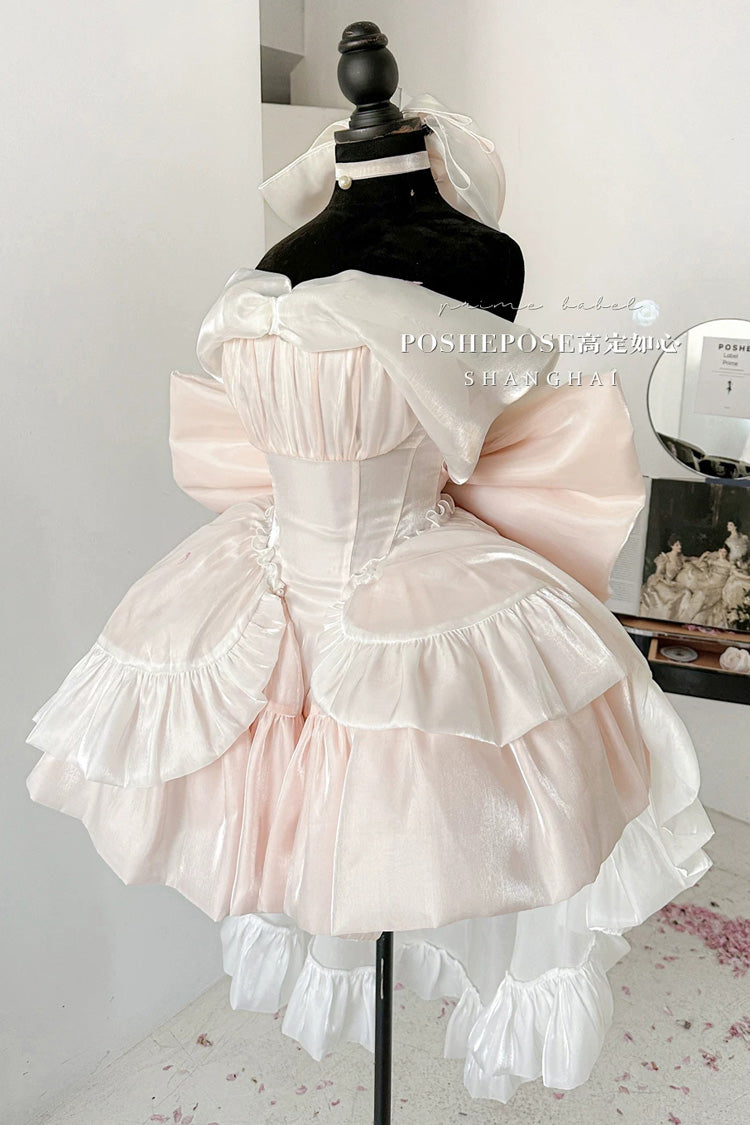 Lolita Dress - Boat Neck, Pink, Bow Detail, Ruffled, Sweet Style - additional product view 3