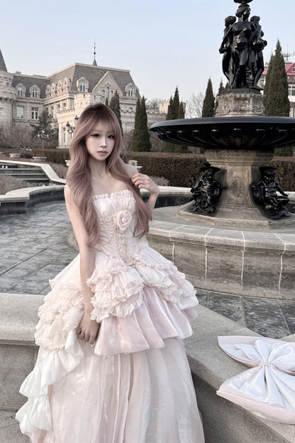 Lolita Dress - Boat Neck, Pink, Bow Detail, Ruffled, Sweet Style - additional product view 5