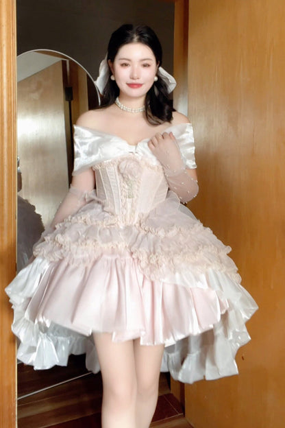 Lolita Dress - Boat Neck, Pink, Bow Detail, Ruffled, Sweet Style - additional product view 6