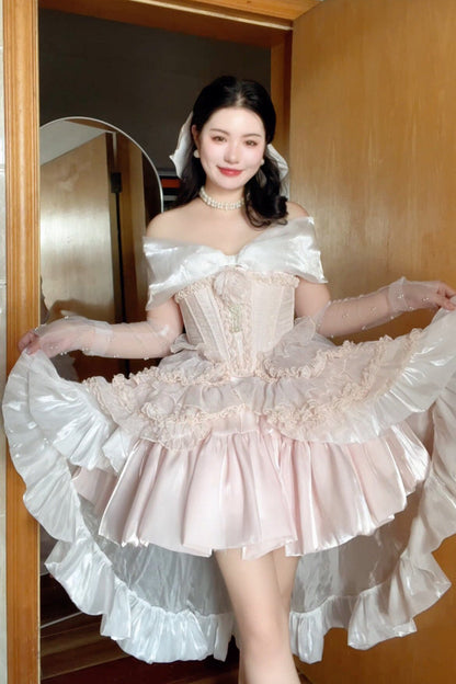 Lolita Dress - Boat Neck, Pink, Bow Detail, Ruffled, Sweet Style - additional product view 7