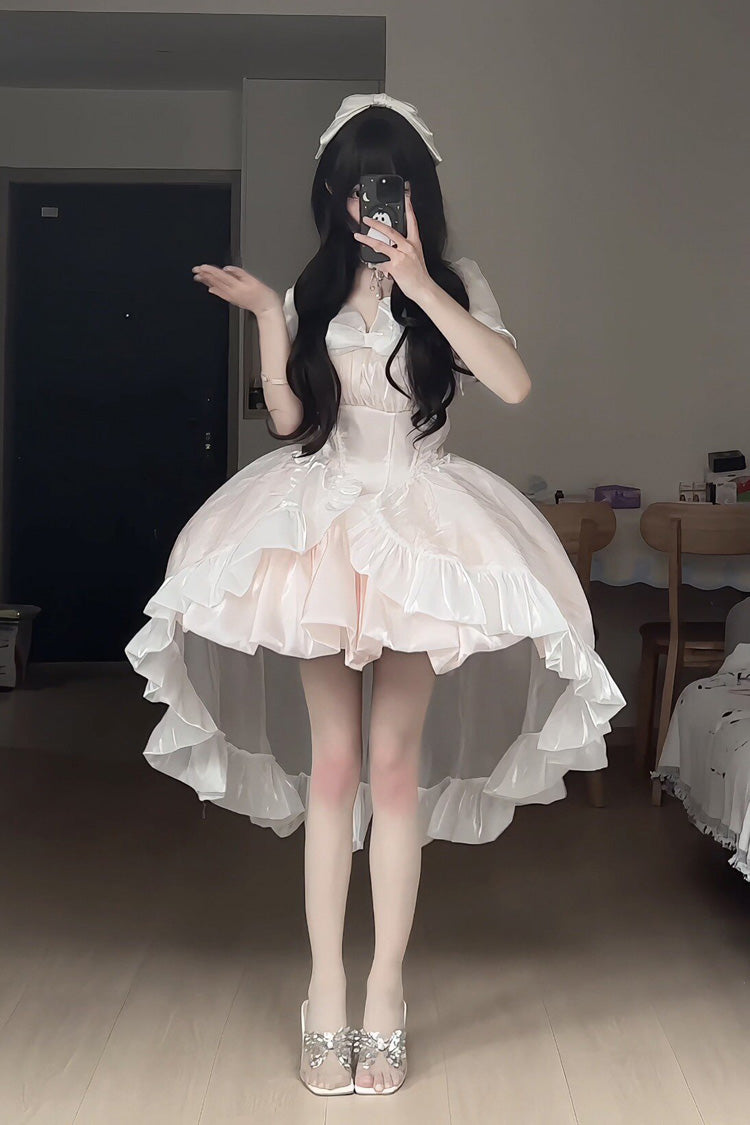 Lolita Dress - Boat Neck, Pink, Bow Detail, Ruffled, Sweet Style - additional product view 10