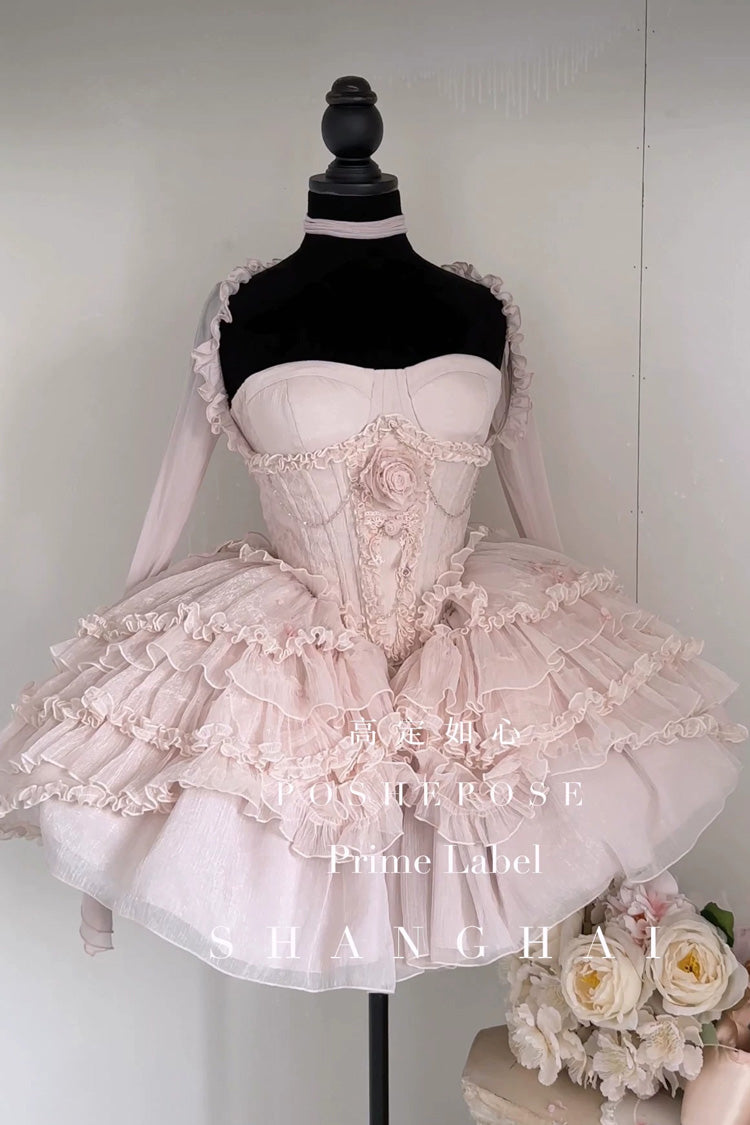 Lolita Dress - Boat Neck, Pink, Bow Detail, Ruffled, Sweet Style - XS Waistband(Only) / S Waistband(Only) / M Waistband(Only) option