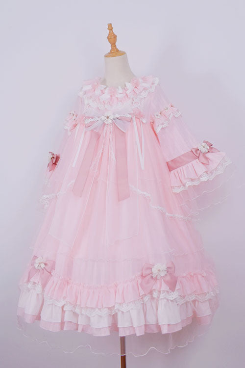 Lolita Dress - Bowknot Trumpet Multi-layer, Red, Layered, Sweet Style, Bow Detail - main product image