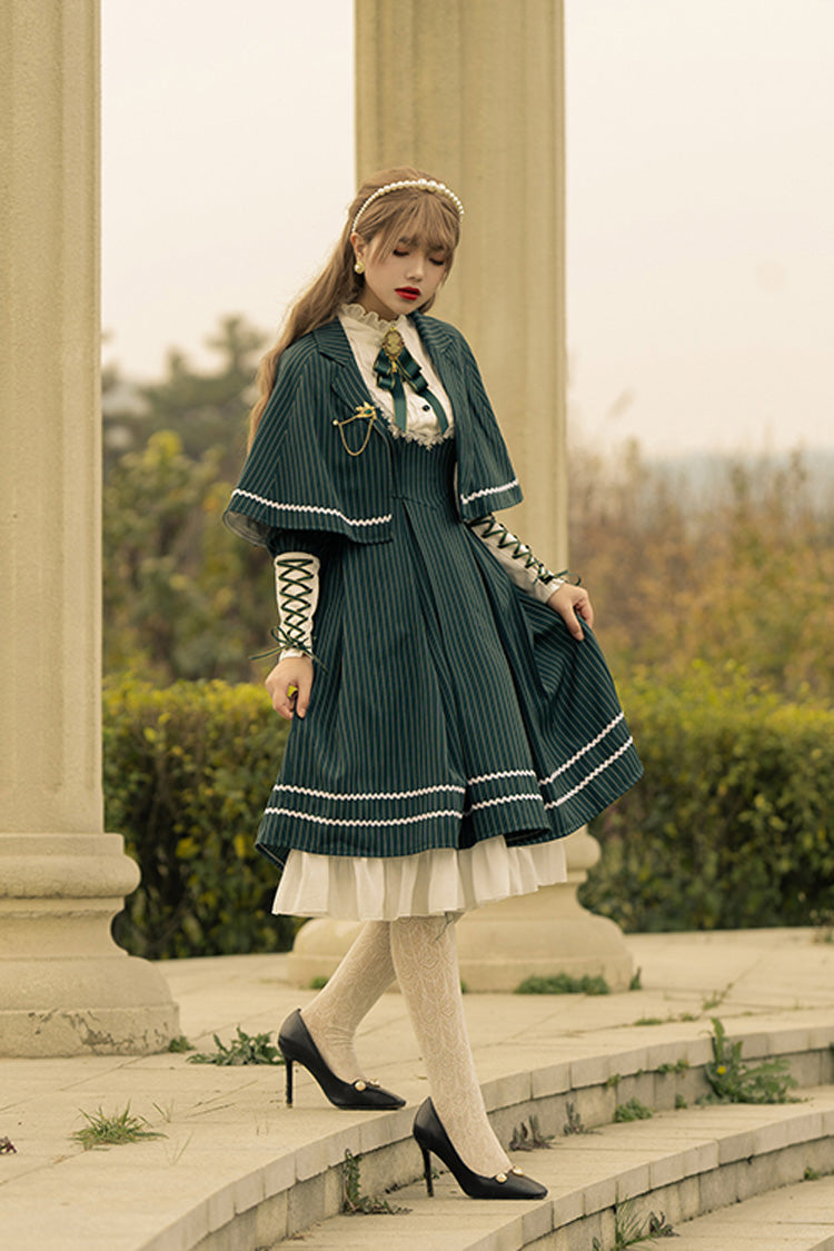 Lolita Dress - British Girl, 2 Colors, Striped, Printed, Long Sleeves - additional product view 2
