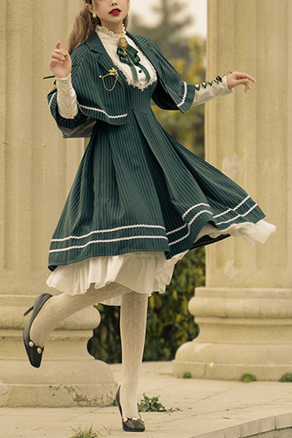 Lolita Dress - British Girl, 2 Colors, Striped, Printed, Long Sleeves - main product image