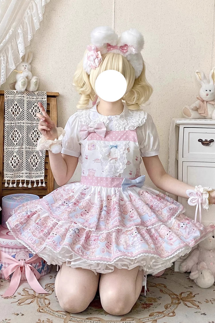 Lolita Dress - Bunny & Bear Tea Party, Pink, Printed, Layered, Sweet Style - additional product view 2