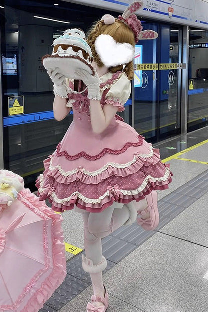 Lolita Dress - Bunny Parfait, Pink, Sweet Style, Bow Detail, Ruffled - additional product view 2