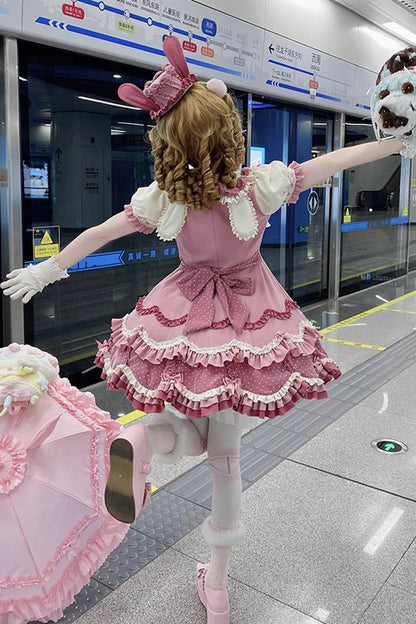 Lolita Dress - Bunny Parfait, Pink, Sweet Style, Bow Detail, Ruffled - additional product view 6