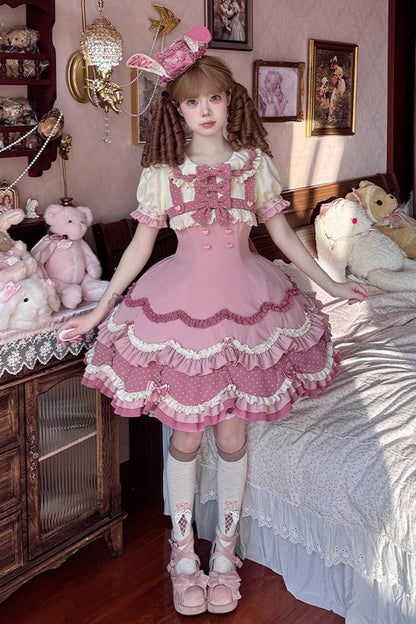 Lolita Dress - Bunny Parfait, Pink, Sweet Style, Bow Detail, Ruffled - main product image