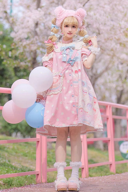 Lolita Dress - Cake Chocolate Dessert Print, 2 Colors, Ruffled, Printed, Sweet Style - additional product view 5