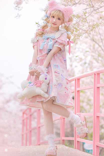 Lolita Dress - Cake Chocolate Dessert Print, 2 Colors, Ruffled, Printed, Sweet Style - additional product view 6