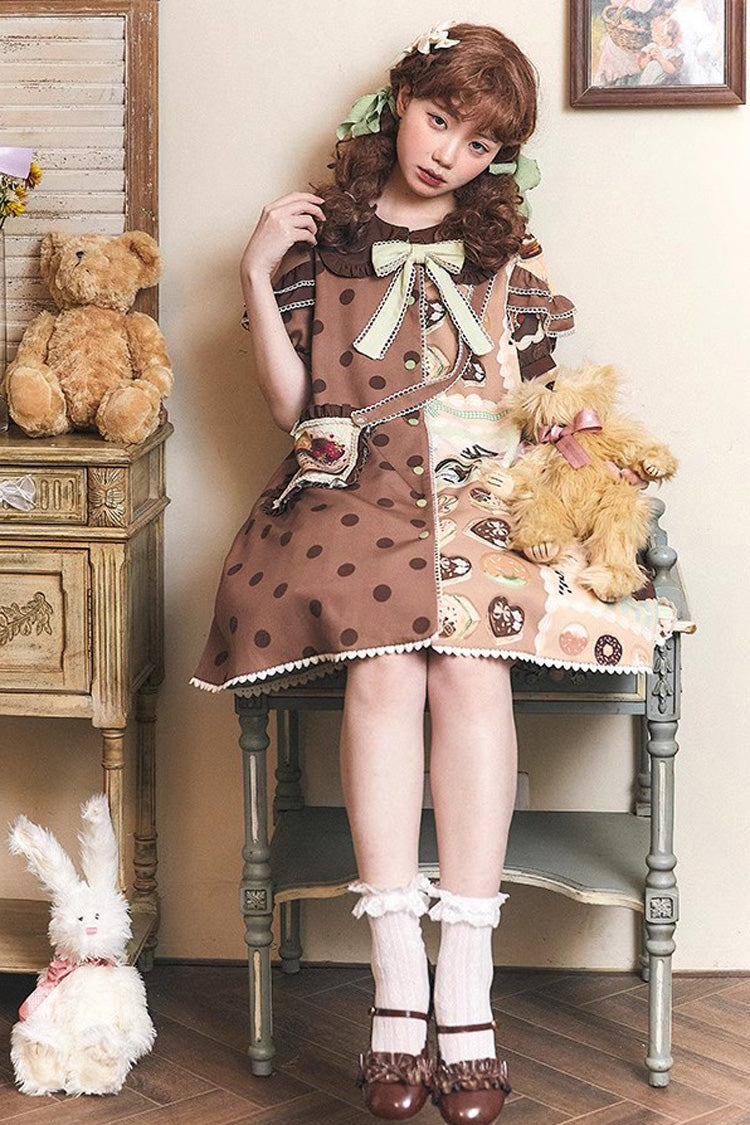 Lolita Dress - Cake Chocolate Dessert Print, 2 Colors, Ruffled, Printed, Sweet Style - additional product view 7