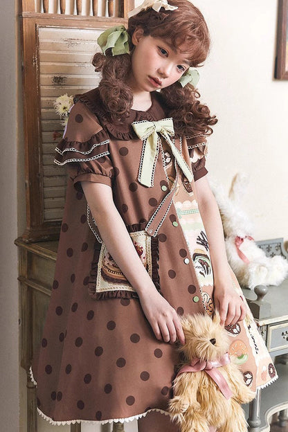 Lolita Dress - Cake Chocolate Dessert Print, 2 Colors, Ruffled, Printed, Sweet Style - additional product view 8