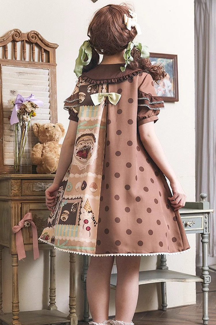Lolita Dress - Cake Chocolate Dessert Print, 2 Colors, Ruffled, Printed, Sweet Style - additional product view 9