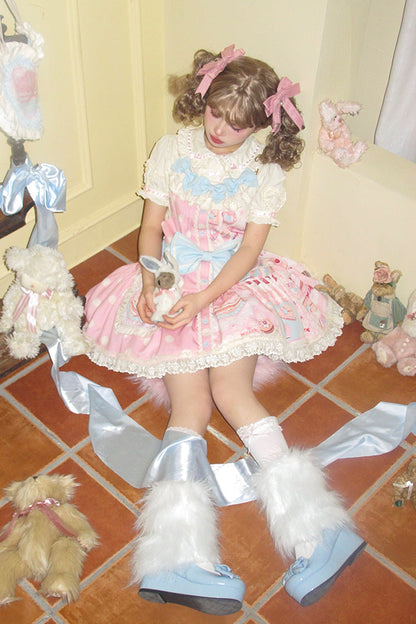 Lolita Dress - Cake Chocolate Dessert Print, Pink, Printed, Sweet Style, Bow Detail - additional product view 4