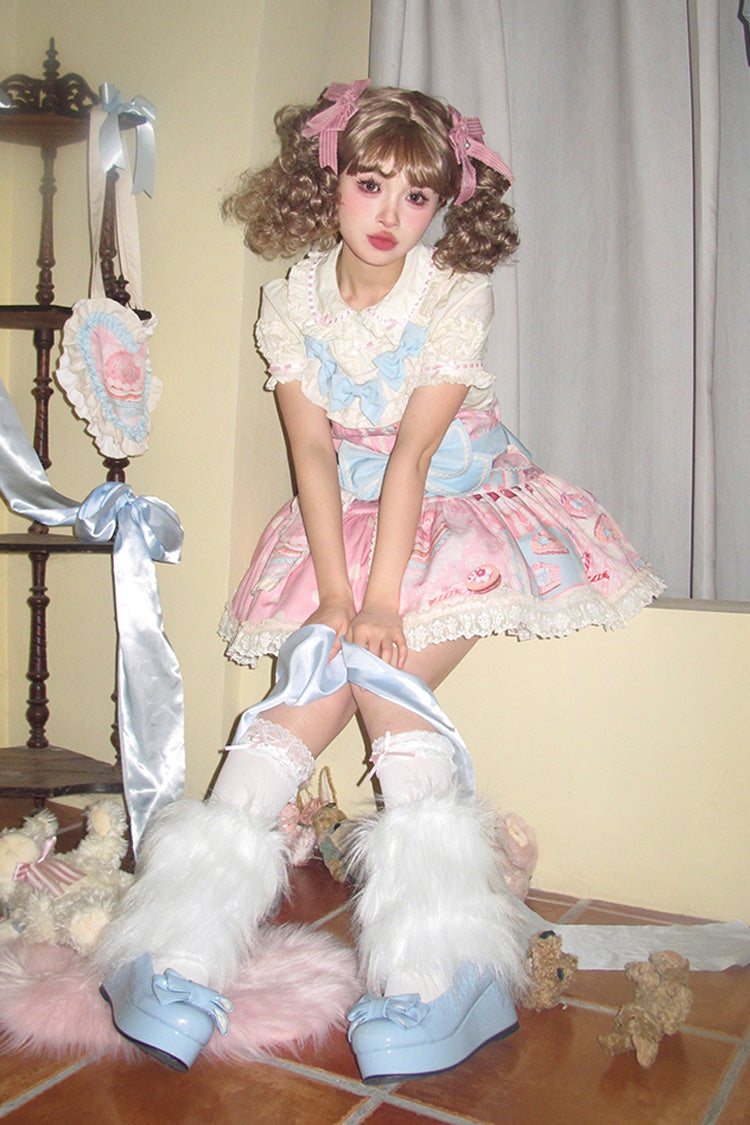 Lolita Dress - Cake Chocolate Dessert Print, Pink, Printed, Sweet Style, Bow Detail - additional product view 7