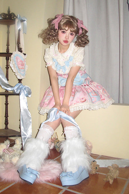 Lolita Dress - Cake Chocolate Dessert Print, Pink, Printed, Sweet Style, Bow Detail - additional product view 7