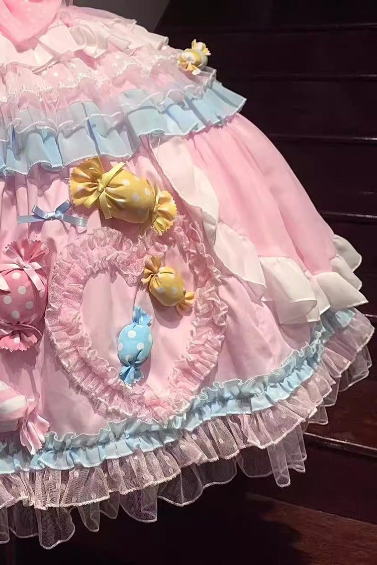 Lolita Dress - Candy Party, Pink, Layered, Lace-Up, Sweet Style - additional product view 7