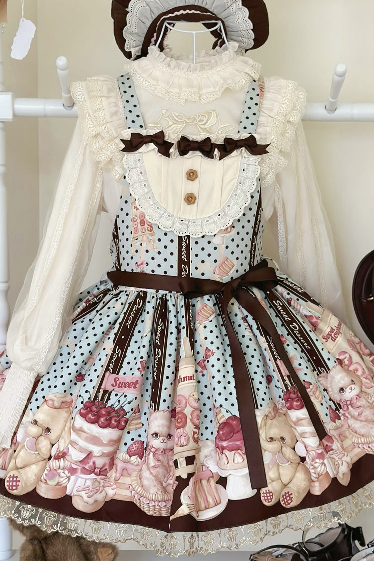 Lolita Dress - Cat Chocolate Patisserie, Multi-Color, Ruffled, Printed, Sweet Style - additional product view 3