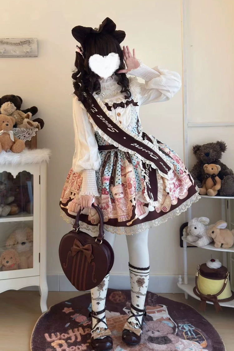Lolita Dress - Cat Chocolate Patisserie, Multi-Color, Ruffled, Printed, Sweet Style - additional product view 5