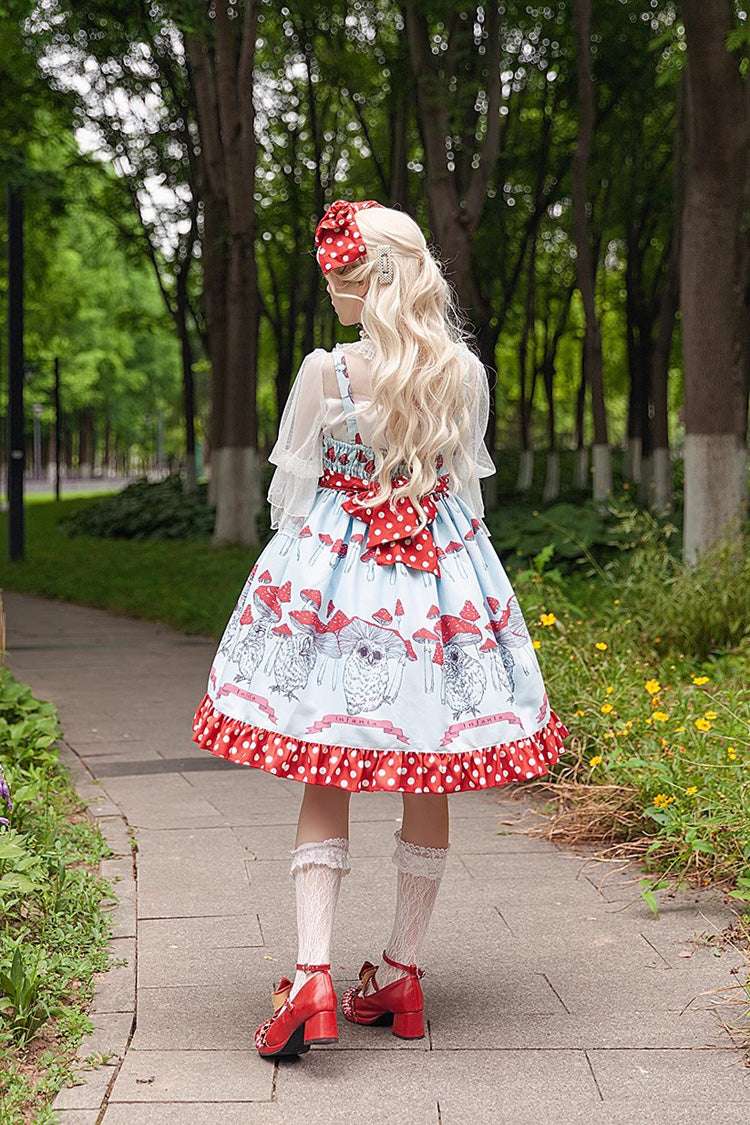 Lolita Dress - Cat Head Mushroom Print, 2 Colors, Sweet Style, Bow Detail, Ruffled - additional product view 8
