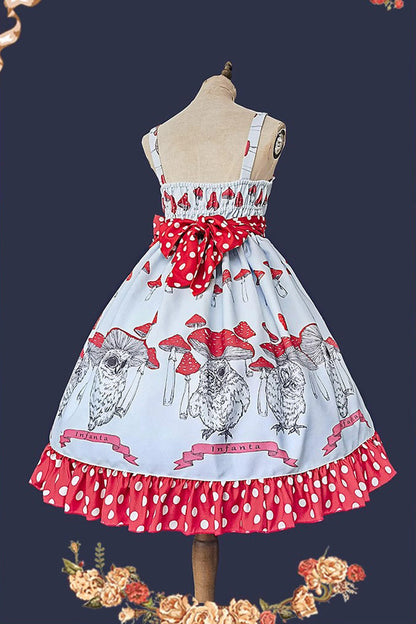 Lolita Dress - Cat Head Mushroom Print, 2 Colors, Sweet Style, Bow Detail, Ruffled - additional product view 10