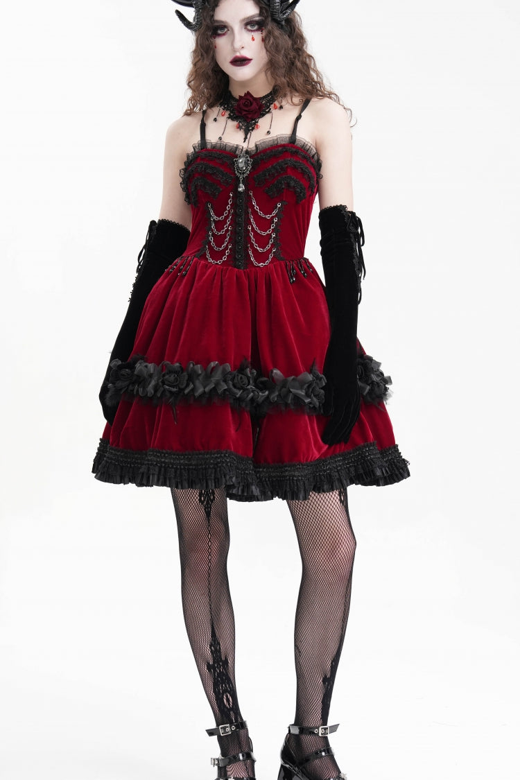 Lolita Dress - Chain, Red, Women's Style, Gothic Style, Lace Trim - additional product view 2