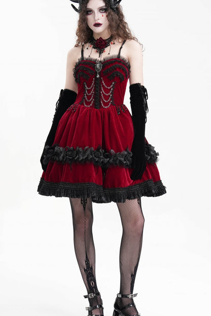Lolita Dress - Chain, Red, Women's Style, Gothic Style, Lace Trim - additional product view 2