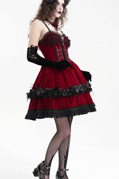 Lolita Dress - Chain, Red, Women's Style, Gothic Style, Lace Trim - additional product view 3