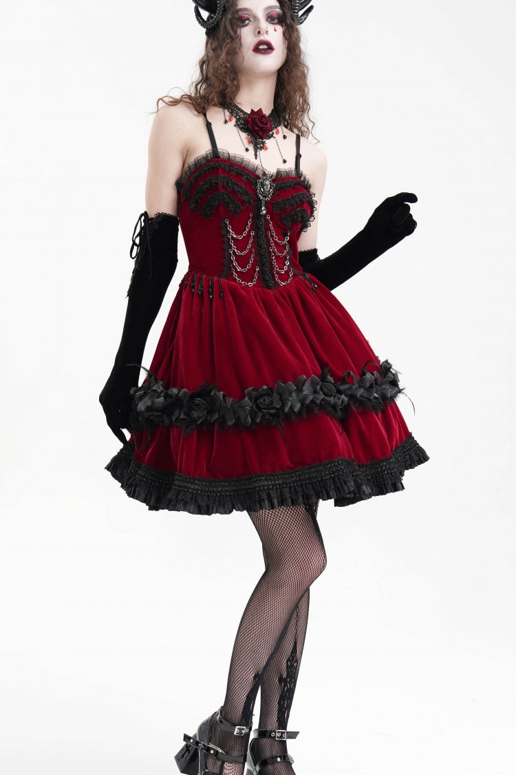 Lolita Dress - Chain, Red, Women's Style, Gothic Style, Lace Trim - additional product view 4