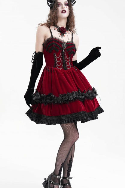 Lolita Dress - Chain, Red, Women's Style, Gothic Style, Lace Trim - additional product view 4