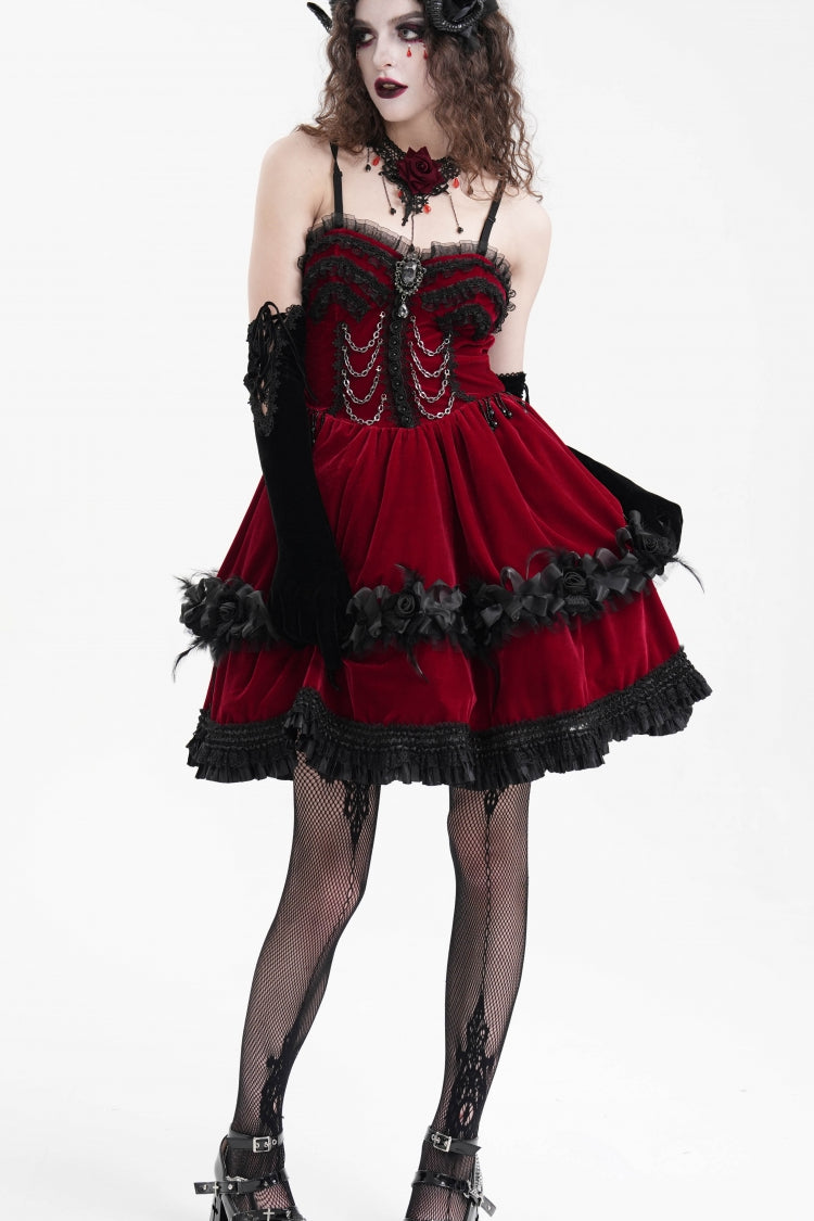 Lolita Dress - Chain, Red, Women's Style, Gothic Style, Lace Trim - additional product view 5