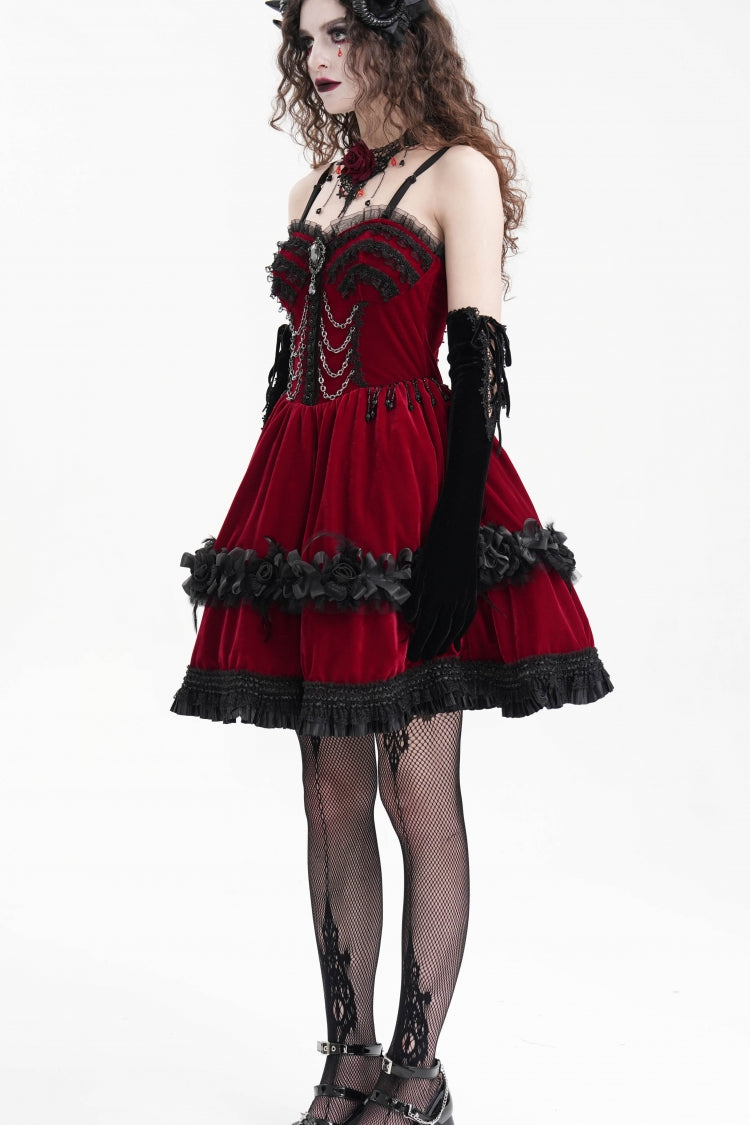 Lolita Dress - Chain, Red, Women's Style, Gothic Style, Lace Trim - additional product view 7