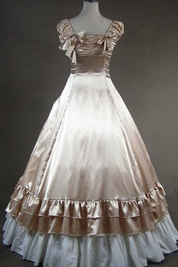 Lolita Dress - Champagne Cotton Square Collar, Champagne, Square Collar, Classic Style - additional product view 2