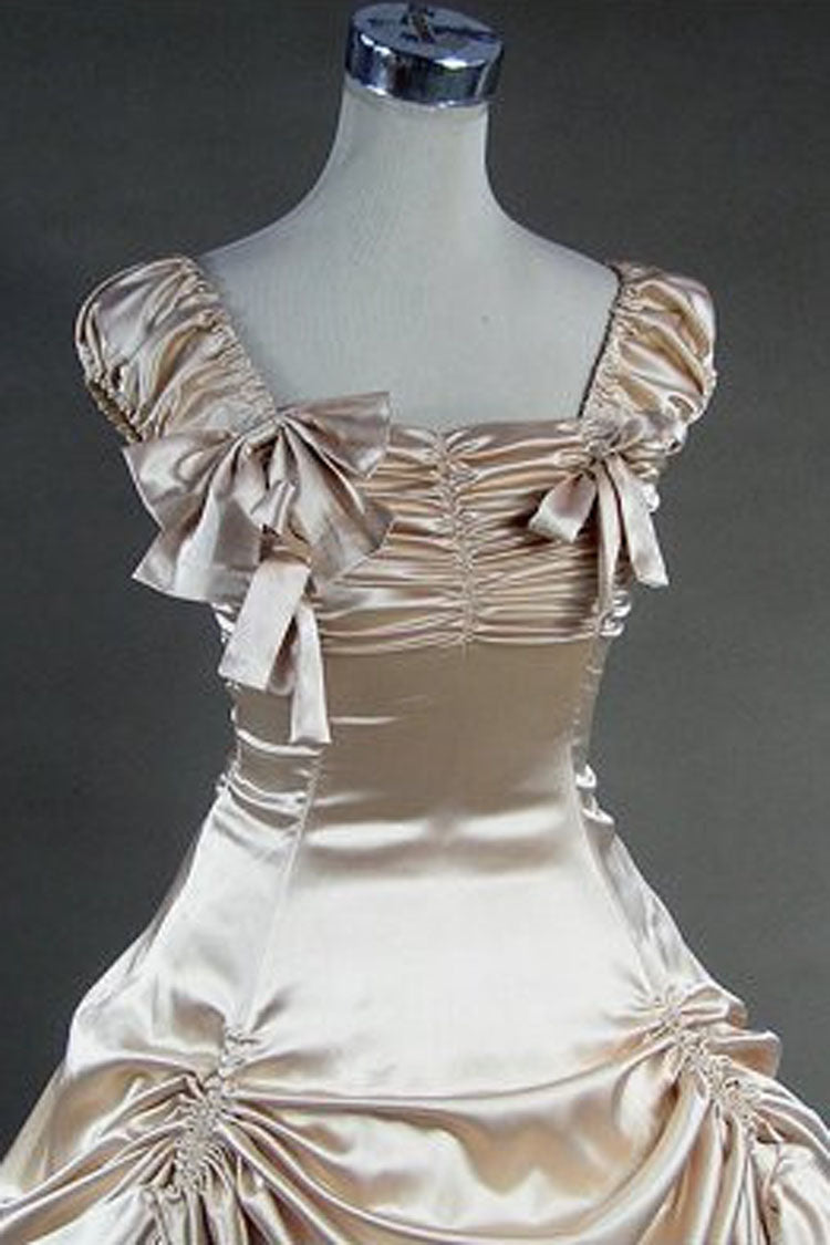 Lolita Dress - Champagne Cotton Square Collar, Champagne, Square Collar, Classic Style - additional product view 3