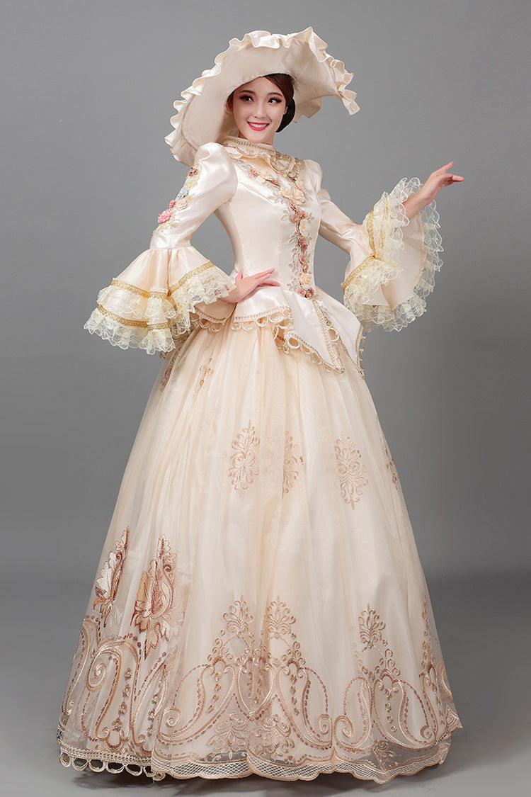 Lolita Dress - Champagne Court Style High, Champagne, High Waist, Printed, Long Sleeves - additional product view 4