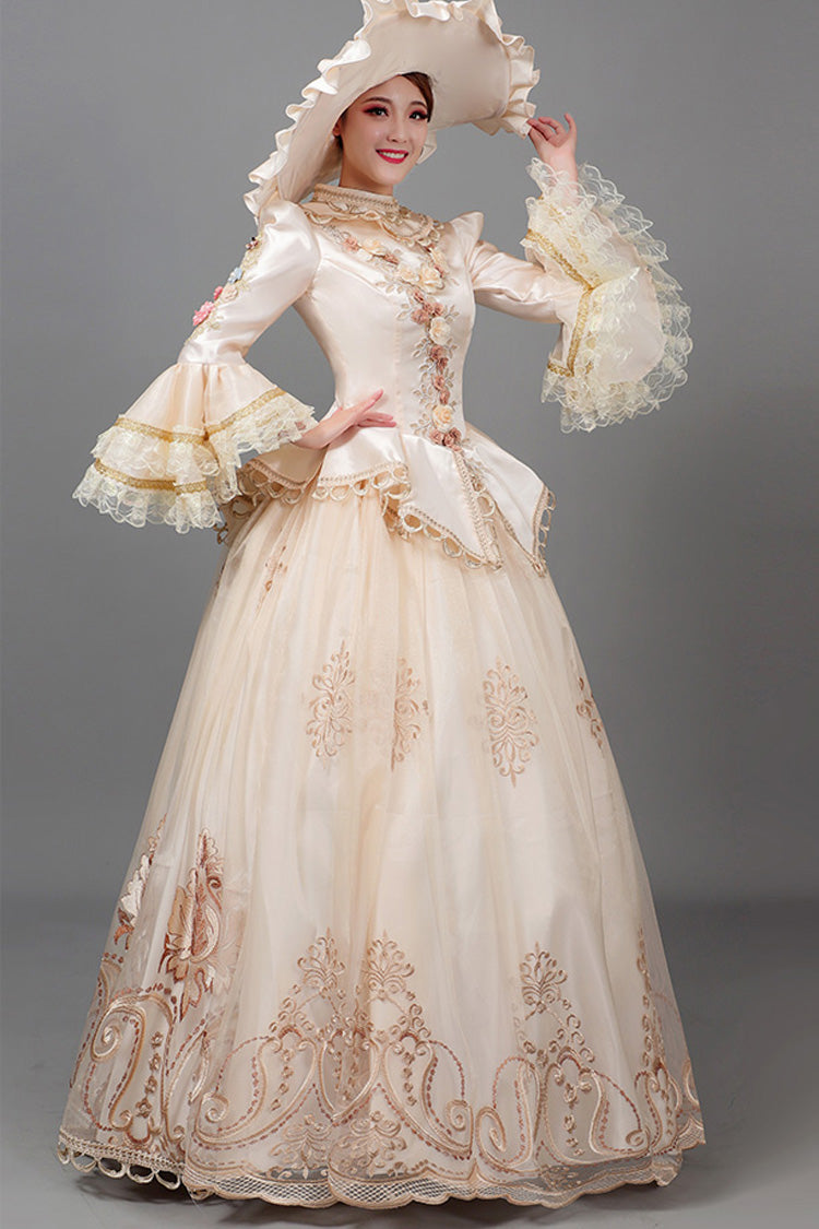 Lolita Dress - Champagne Court Style High, Champagne, High Waist, Printed, Long Sleeves - additional product view 5