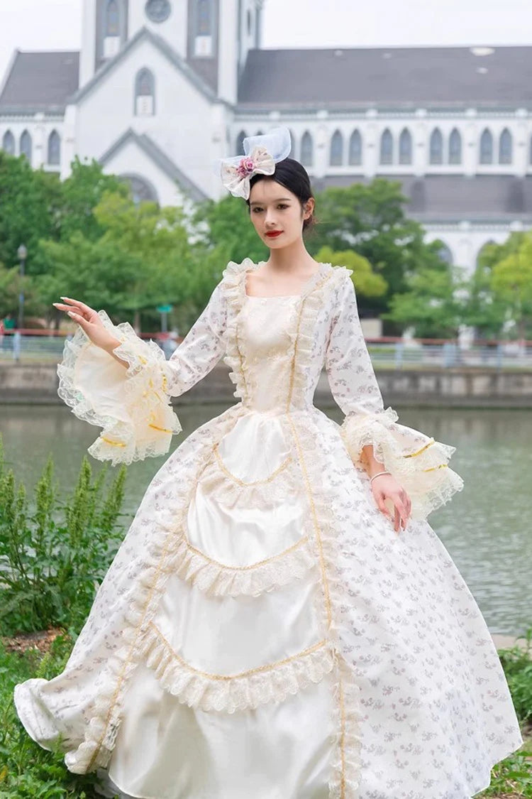 Lolita Dress - Champagne Medieval Court Print, Champagne, Victorian Style, Printed - additional product view 2