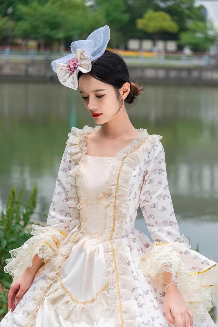 Lolita Dress - Champagne Medieval Court Print, Champagne, Victorian Style, Printed - additional product view 5